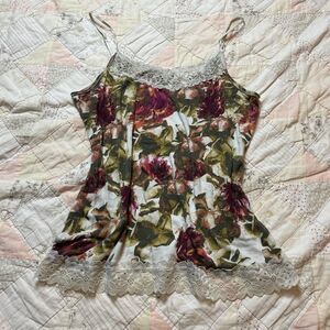 cato vintage y2k fairy floral sparkle lace trim babydoll style cami medium